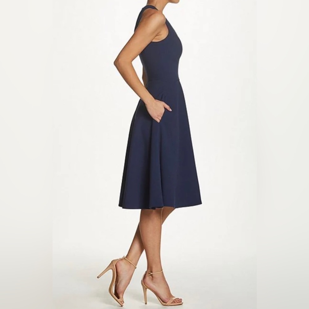 Dress the Population Women’s V-Neck Fit and Flare Dress w/Pockets Size:XXS NWT - Picture 4 of 11